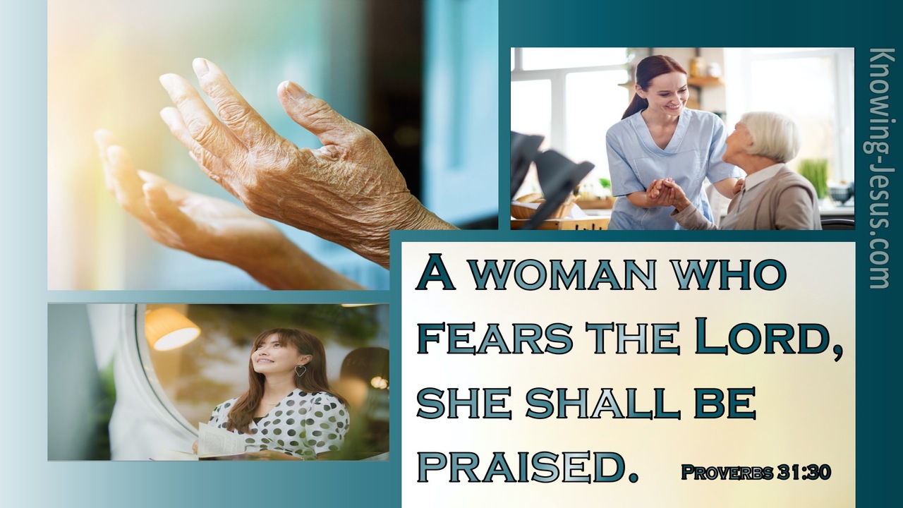 Proverbs 31:30 A Woman Who Fears The Lord (aqua)